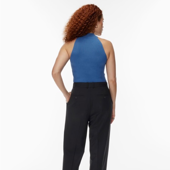 Aritzia Sculpt Knit Mockneck Halter Top Ribbed Halter In Flagstone Blue - Picture 8 of 8